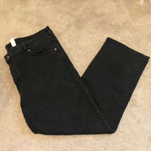 &Denim black denim jeans, high waist straight, ankle length, size 18